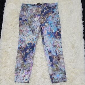 Marina Rinaldi Abstract Marble-Print Skinny Jeans in Blue and Purple
